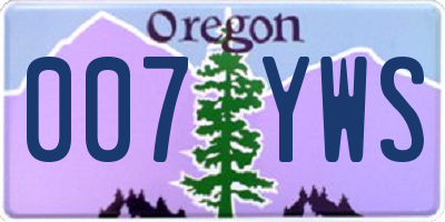 OR license plate 007YWS