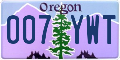 OR license plate 007YWT