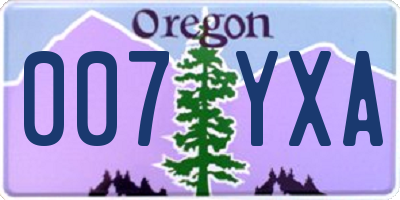 OR license plate 007YXA