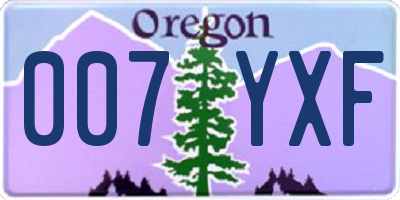 OR license plate 007YXF