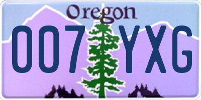 OR license plate 007YXG