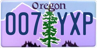 OR license plate 007YXP
