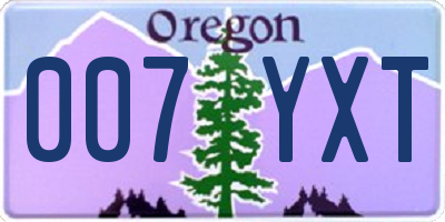 OR license plate 007YXT