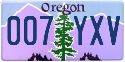 OR license plate 007YXV