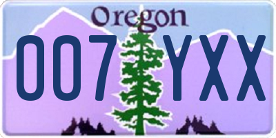 OR license plate 007YXX