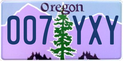 OR license plate 007YXY