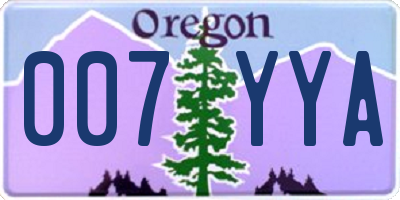 OR license plate 007YYA
