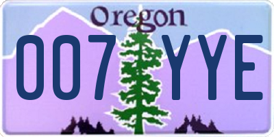 OR license plate 007YYE