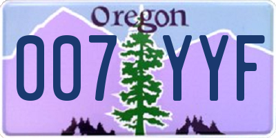 OR license plate 007YYF