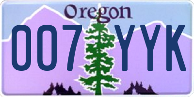OR license plate 007YYK