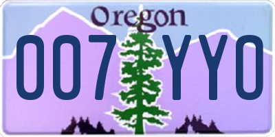 OR license plate 007YYO