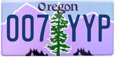 OR license plate 007YYP