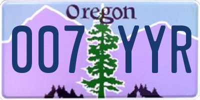 OR license plate 007YYR
