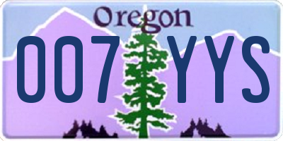 OR license plate 007YYS