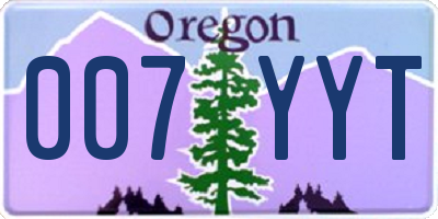 OR license plate 007YYT