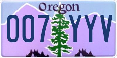 OR license plate 007YYV