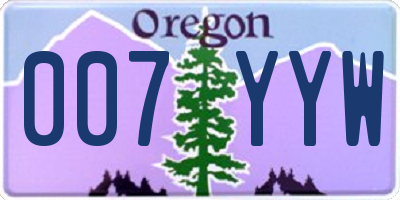 OR license plate 007YYW