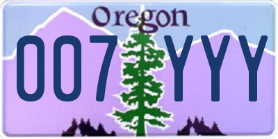OR license plate 007YYY