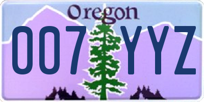 OR license plate 007YYZ
