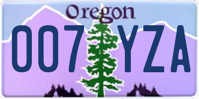 OR license plate 007YZA