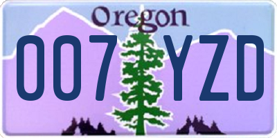 OR license plate 007YZD