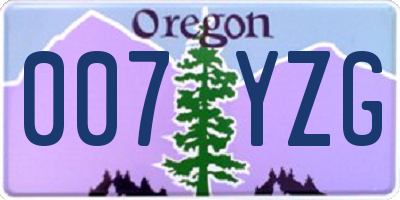 OR license plate 007YZG