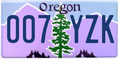 OR license plate 007YZK