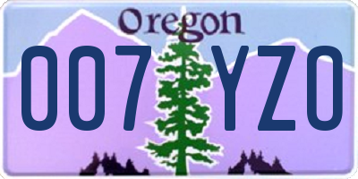OR license plate 007YZO