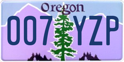 OR license plate 007YZP