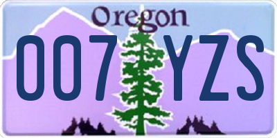 OR license plate 007YZS