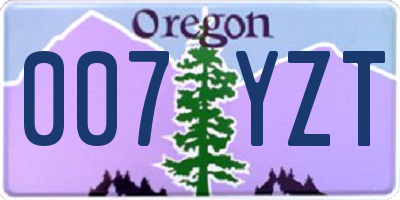 OR license plate 007YZT