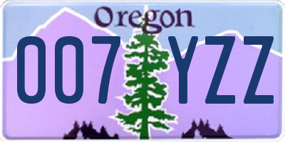 OR license plate 007YZZ