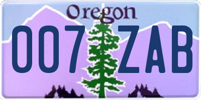 OR license plate 007ZAB