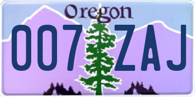 OR license plate 007ZAJ
