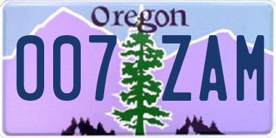 OR license plate 007ZAM