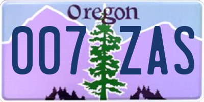 OR license plate 007ZAS