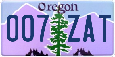 OR license plate 007ZAT