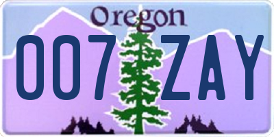 OR license plate 007ZAY