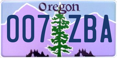 OR license plate 007ZBA