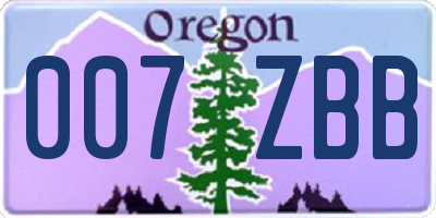 OR license plate 007ZBB