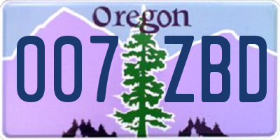 OR license plate 007ZBD