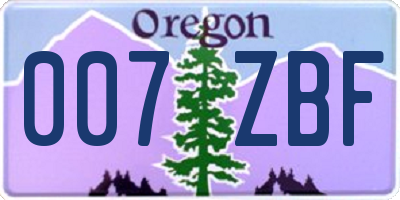 OR license plate 007ZBF