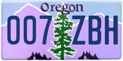 OR license plate 007ZBH