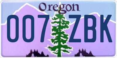 OR license plate 007ZBK