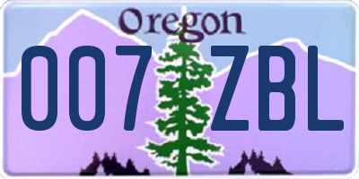 OR license plate 007ZBL