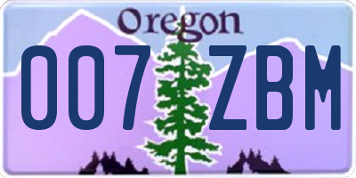OR license plate 007ZBM