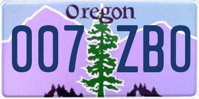 OR license plate 007ZBO