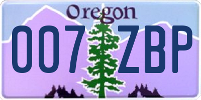 OR license plate 007ZBP