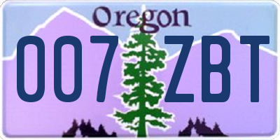 OR license plate 007ZBT
