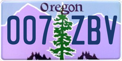 OR license plate 007ZBV